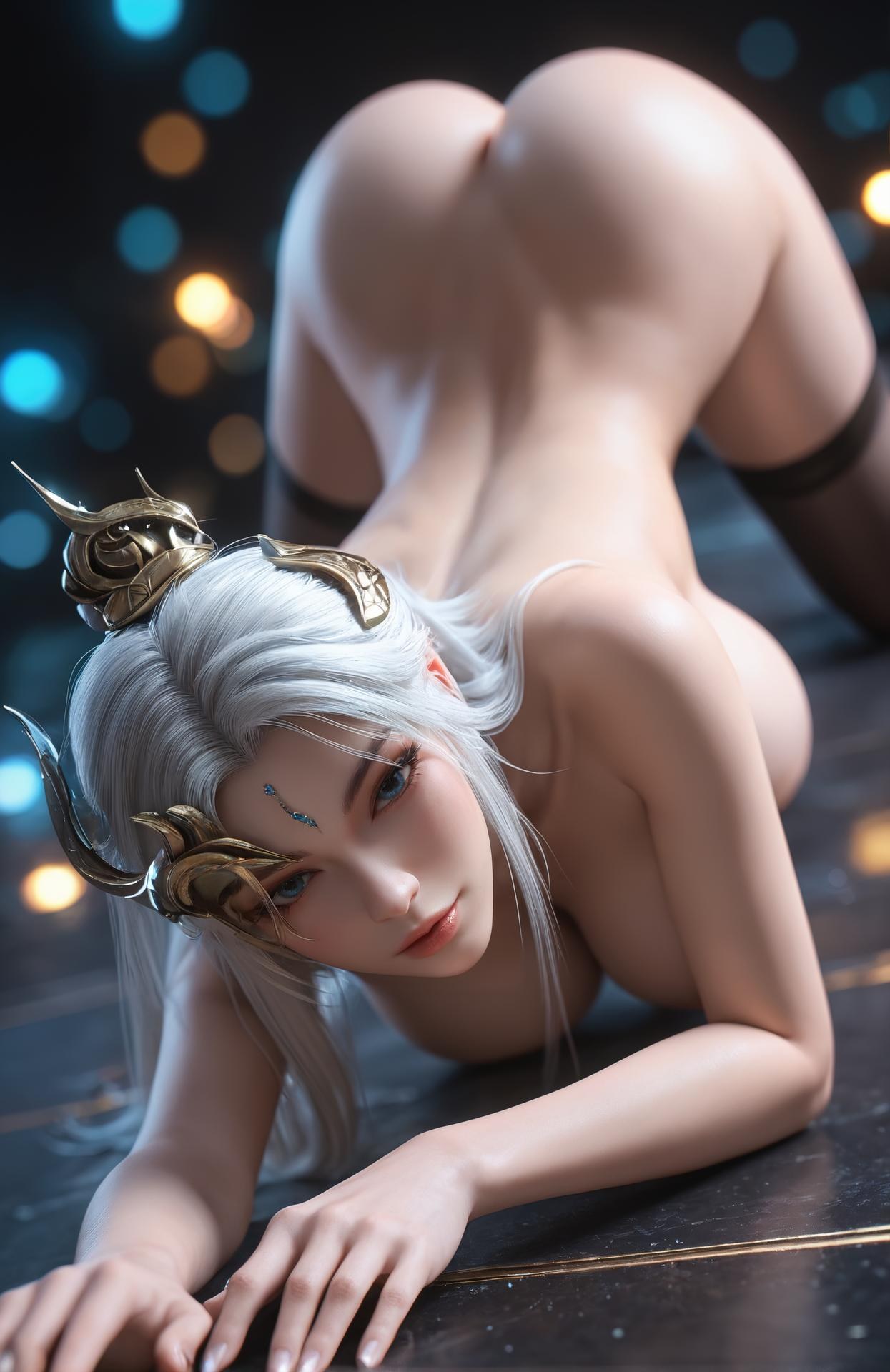 AI Porn - 完美世界 安婕 白髪金甲の口交AI成人画像集 327P