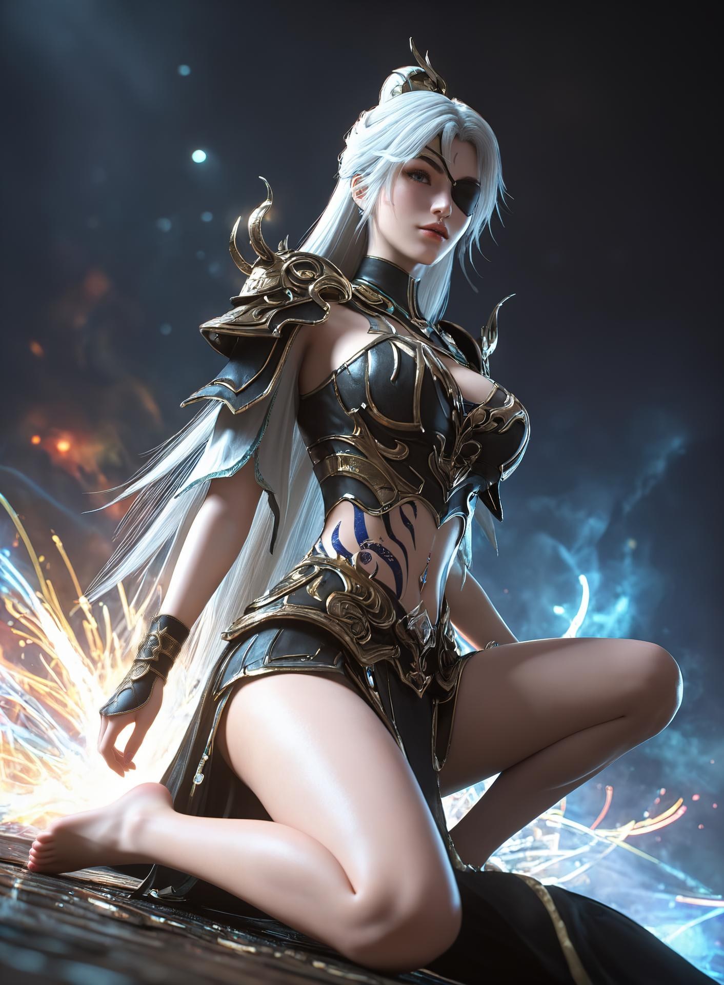AI Porn - Perfect World Anjie White-Hair Gold Armor Oral Gallery 327P