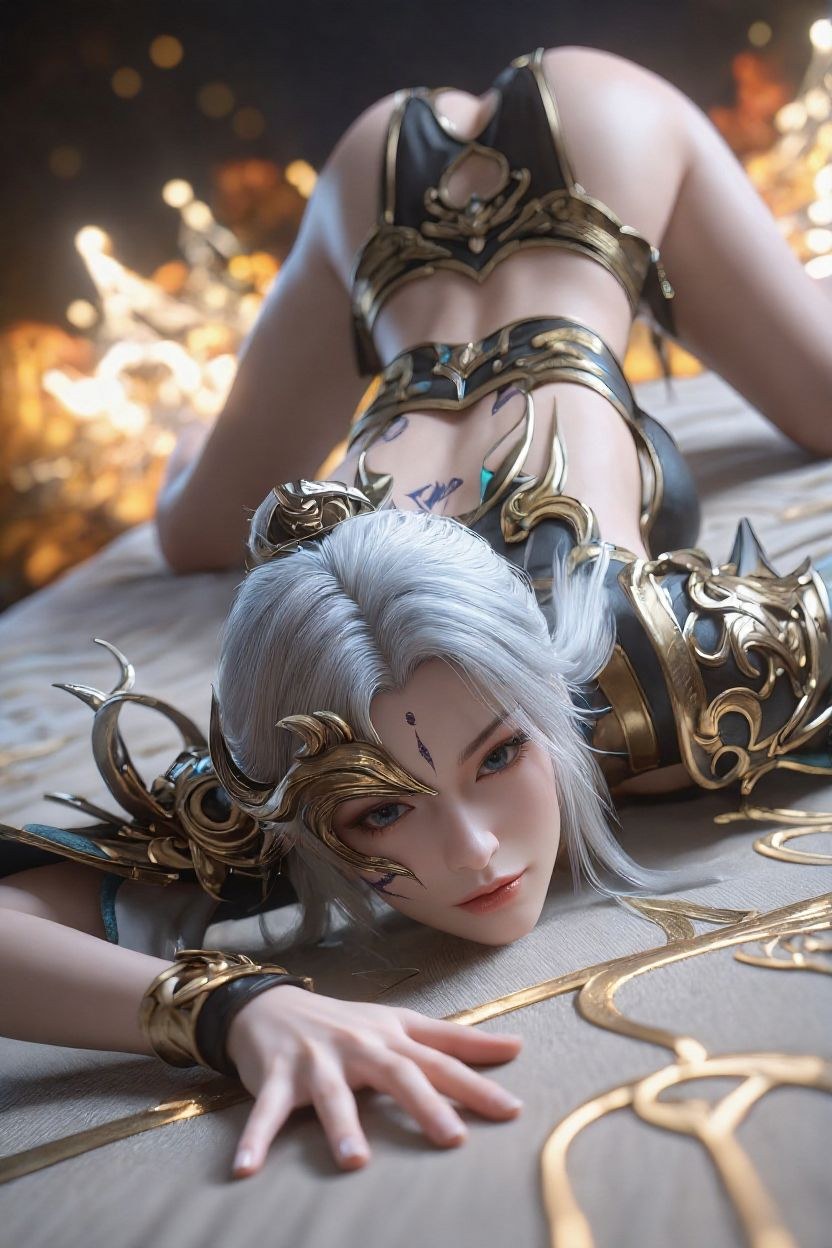 AI Porn - Perfect World Anjie White-Hair Gold Armor Oral Gallery 327P