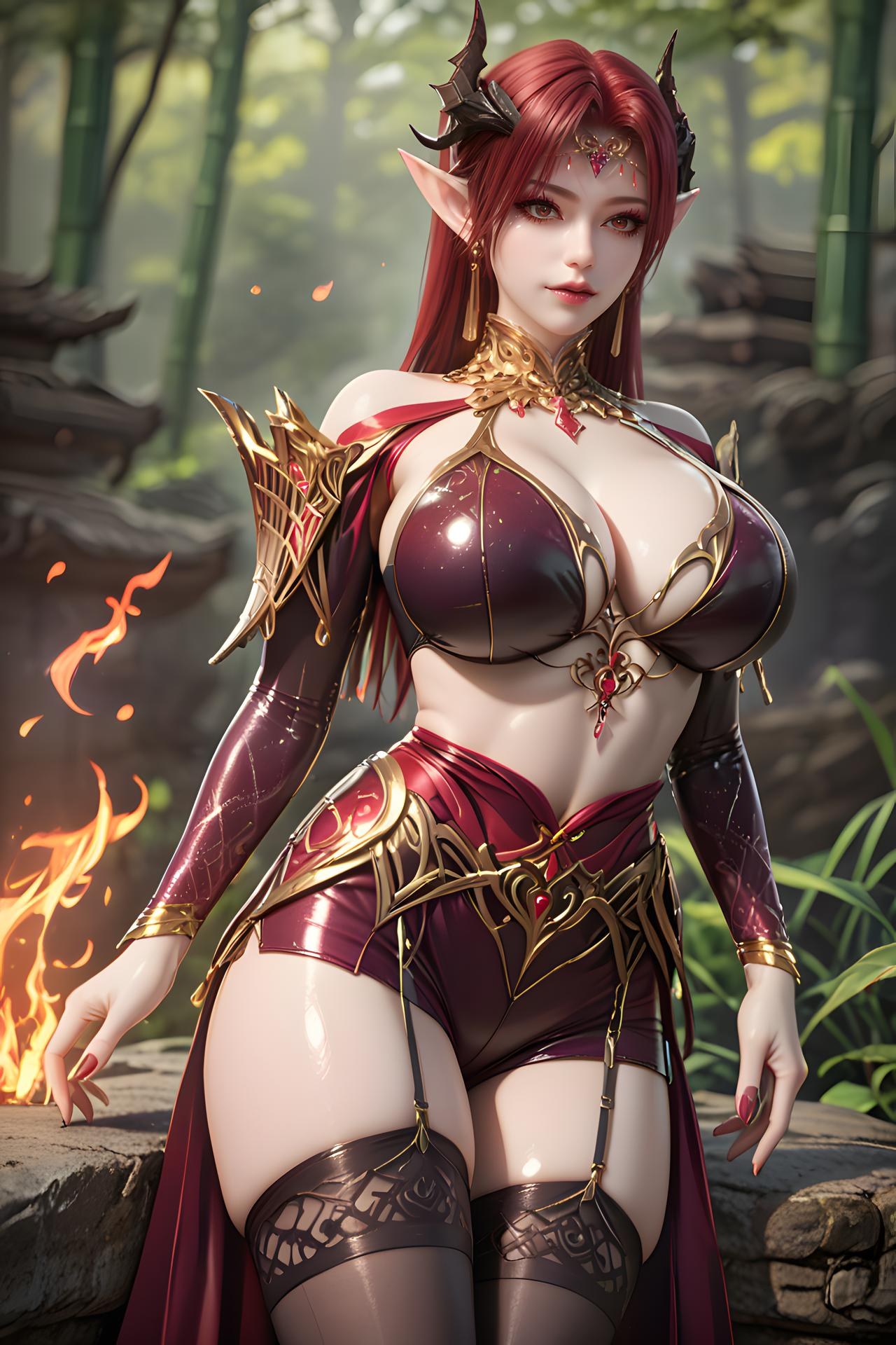 AI Porn - 妖夜：紫髮巨乳臥室交合圖集 30P