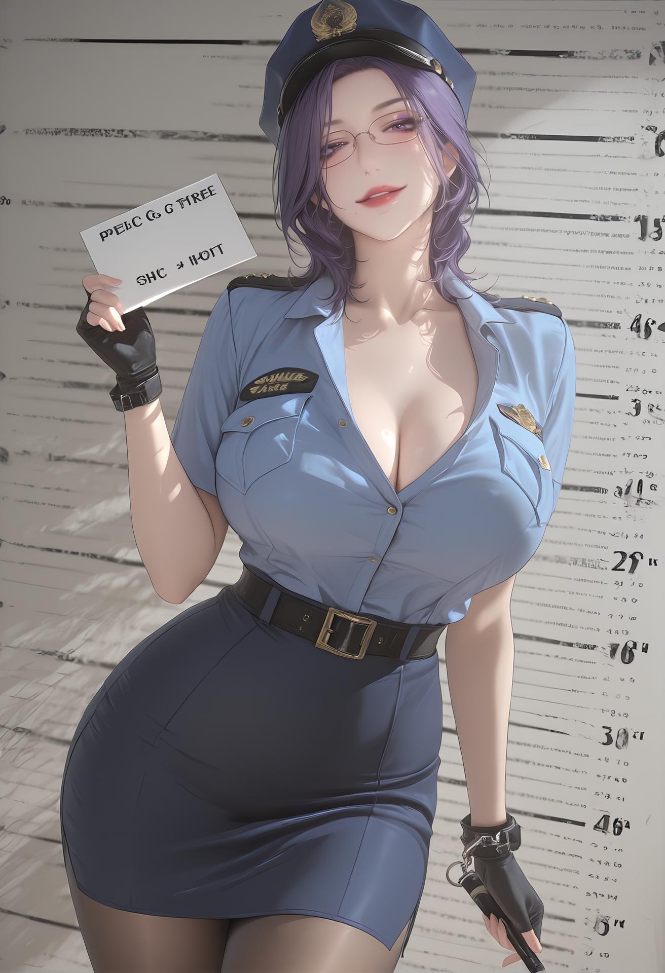 AI Porn - 輕熟風懲罰：警服黑絲露穴制服圖集 142P
