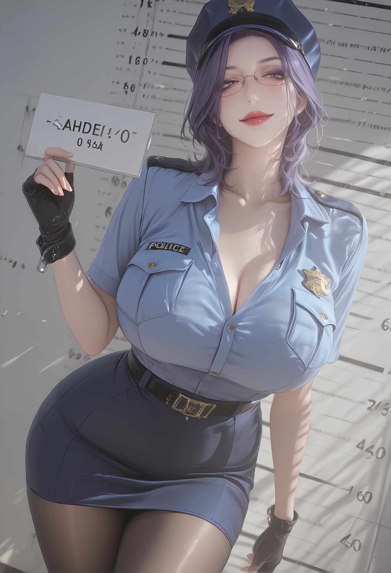 AI Porn - 輕熟風懲罰：警服黑絲露穴制服圖集 142P