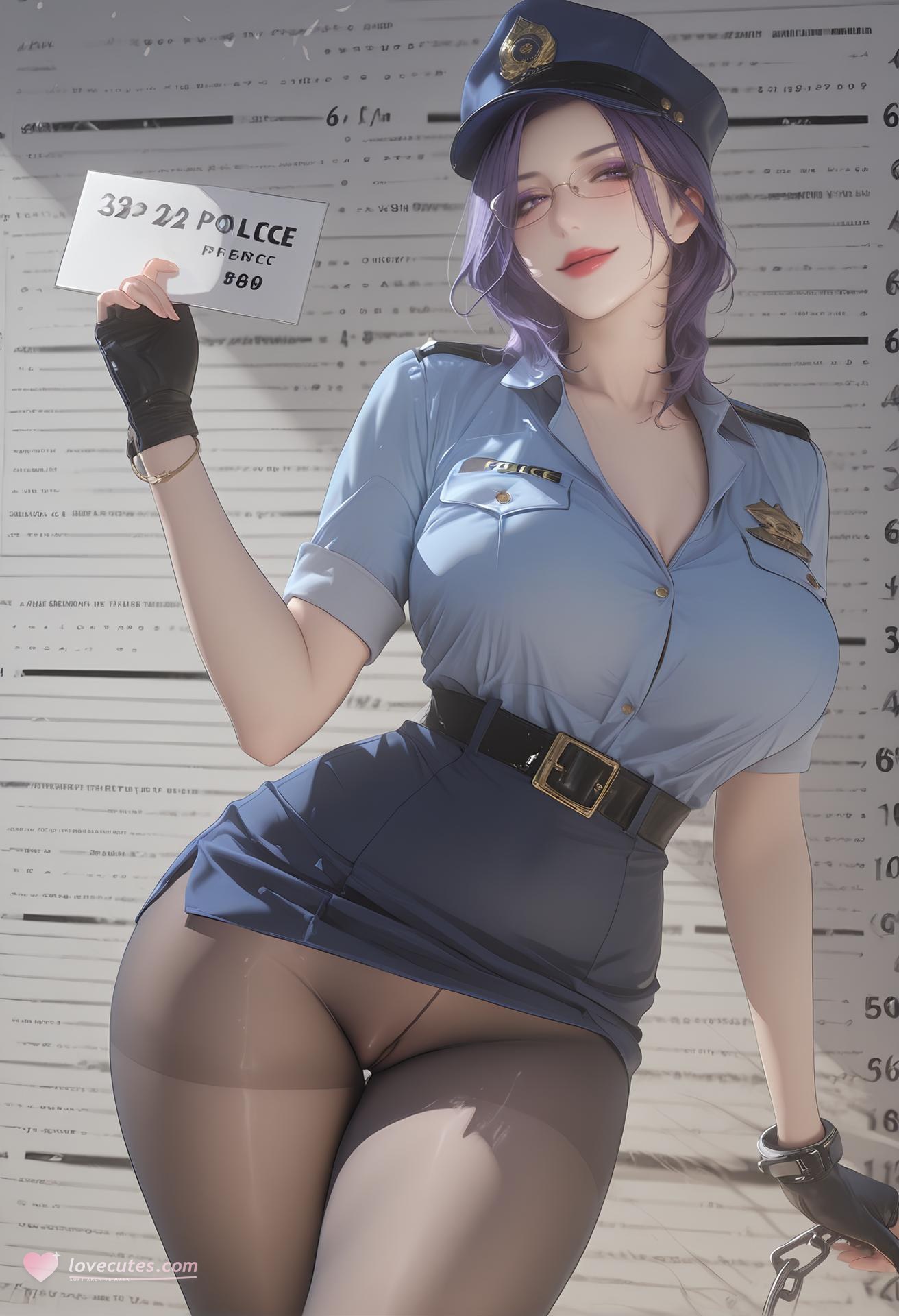 AI Porn - 輕熟風懲罰：警服黑絲露穴制服圖集 142P