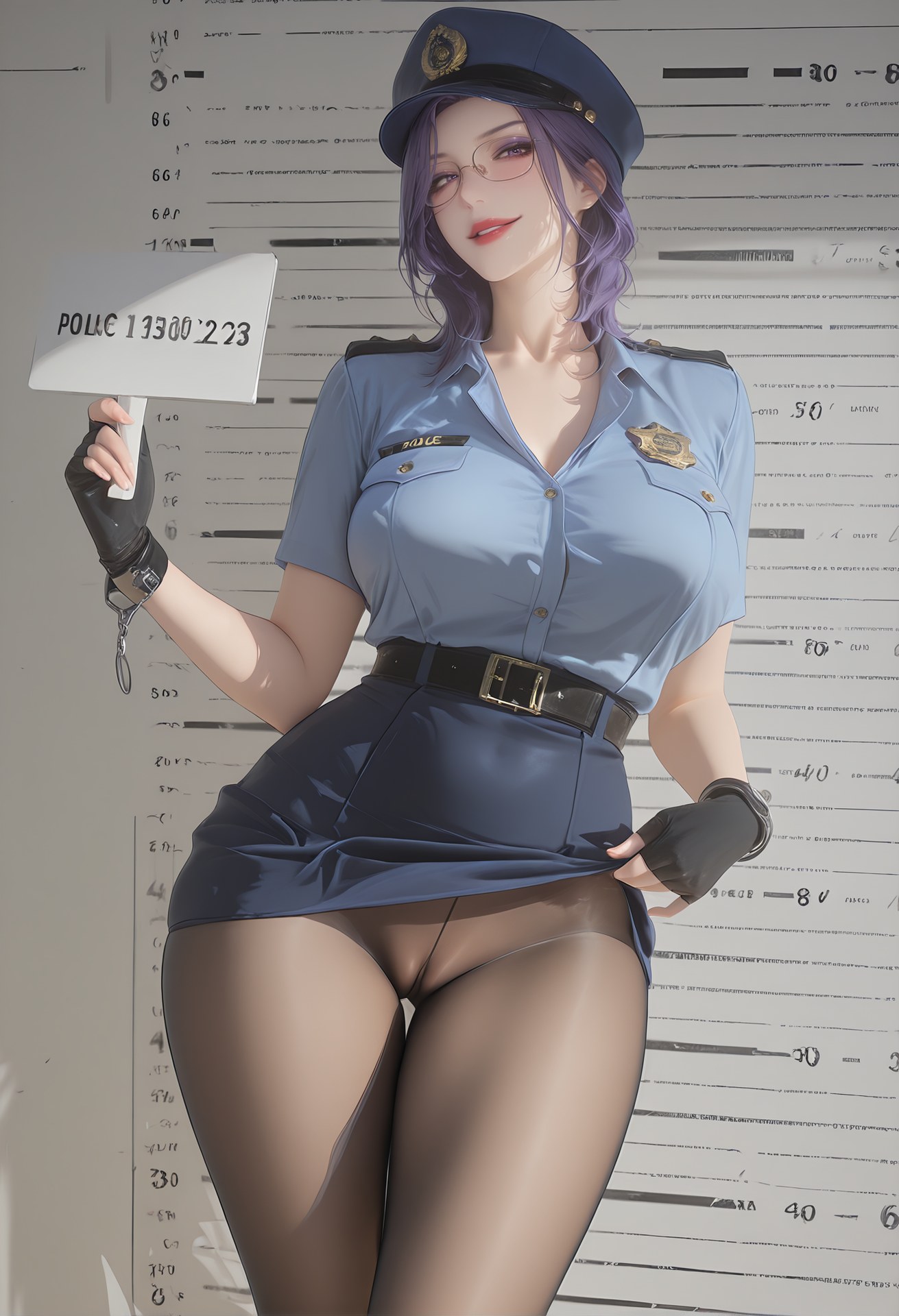 AI Porn - 輕熟風懲罰：警服黑絲露穴制服圖集 142P