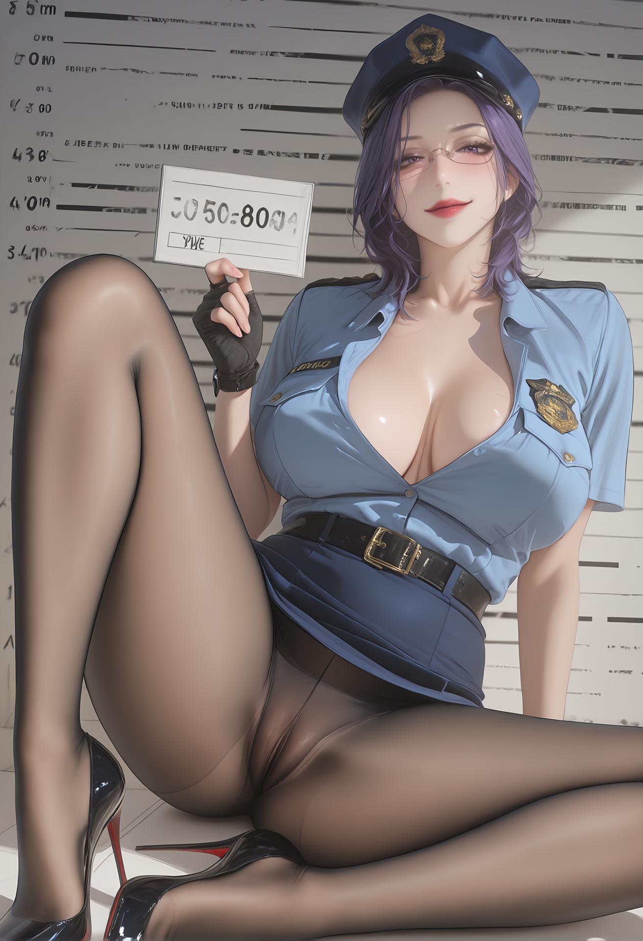 AI Porn - 輕熟風懲罰：警服黑絲露穴制服圖集 142P