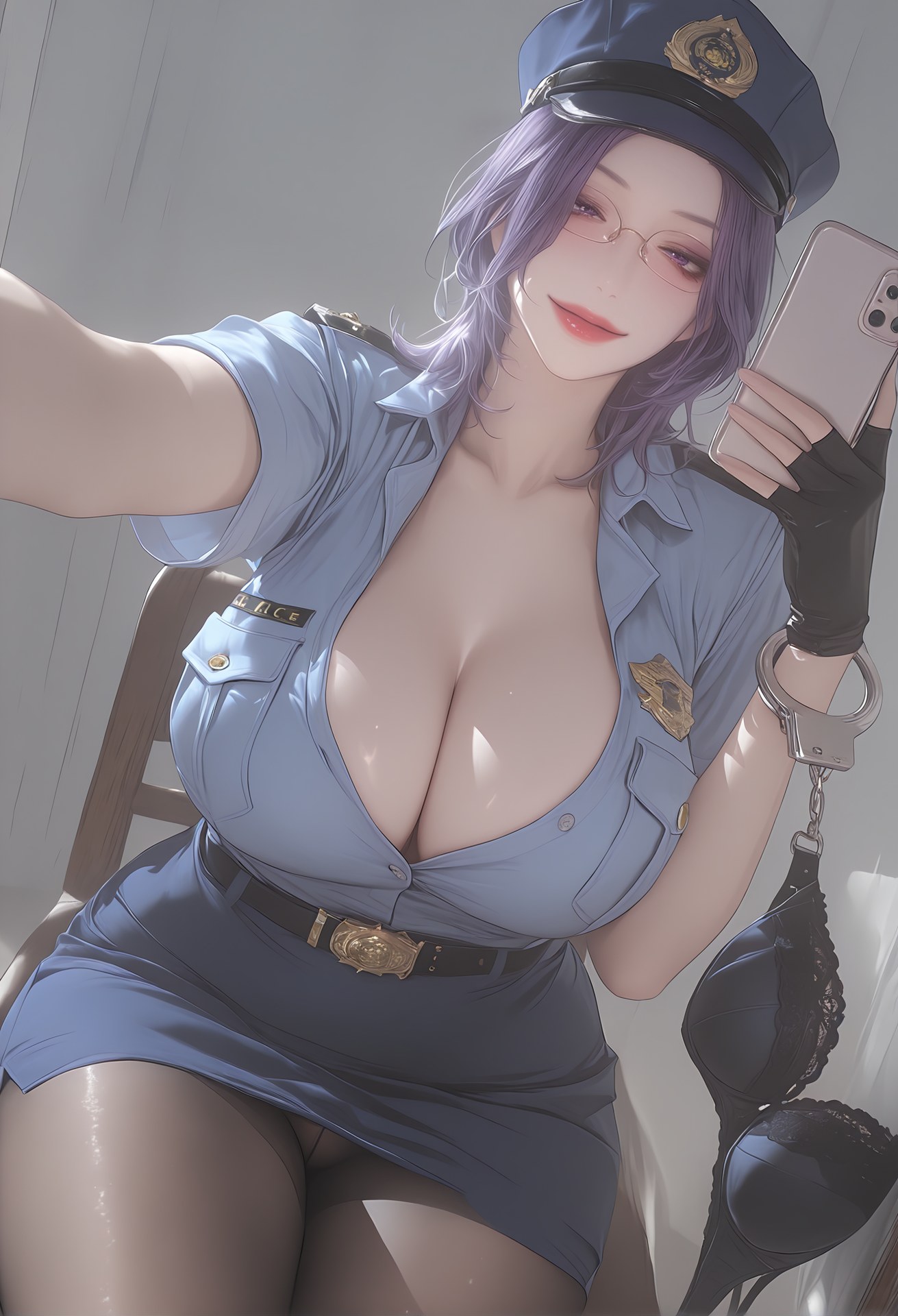 AI Porn - Mature Punishment Police Uniform Black Stockings AI Nudes 142P