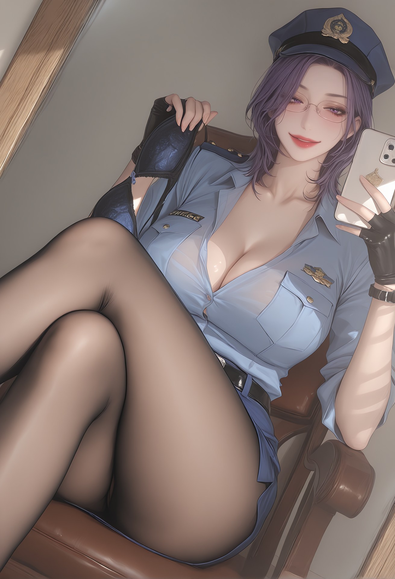 AI Porn - Mature Punishment Police Uniform Black Stockings AI Nudes 142P
