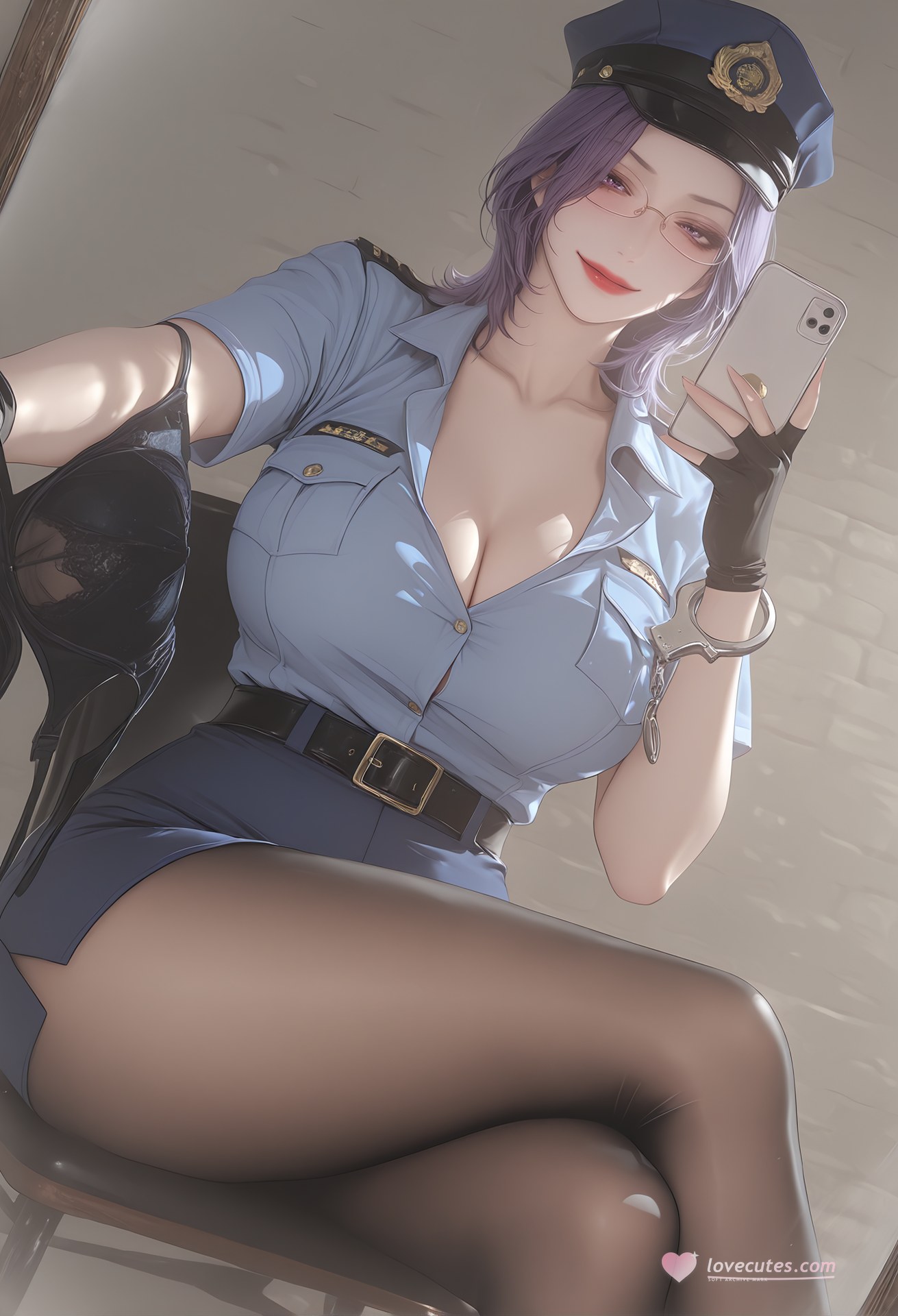 AI Porn - Mature Punishment Police Uniform Black Stockings AI Nudes 142P