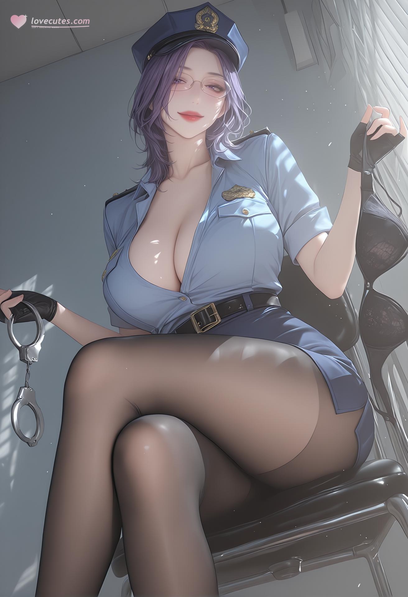 AI Porn - Mature Punishment Police Uniform Black Stockings AI Nudes 142P
