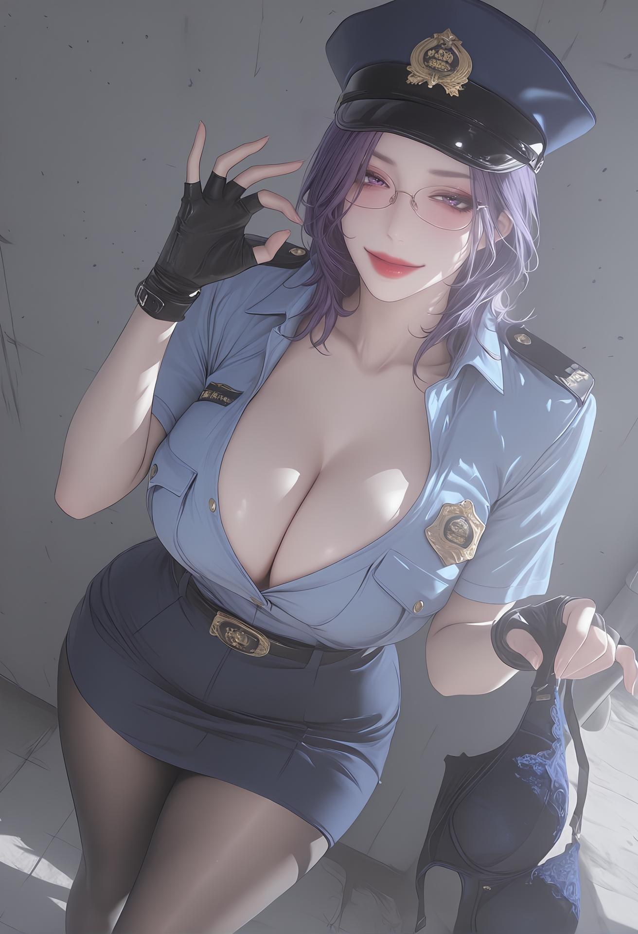 AI Porn - Mature Punishment Police Uniform Black Stockings AI Nudes 142P