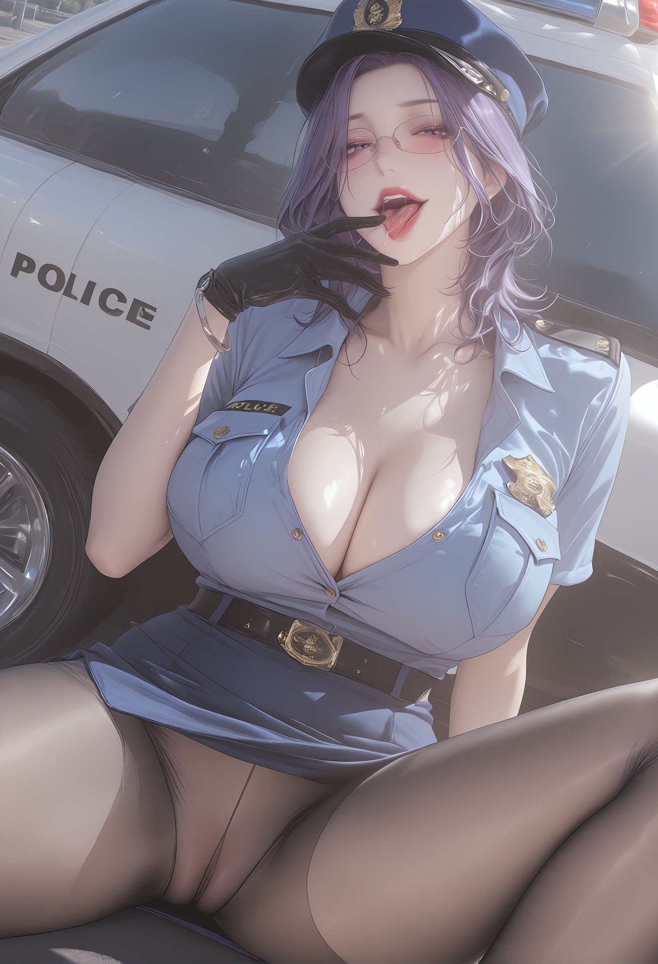 AI Porn - Mature Punishment Police Uniform Black Stockings AI Nudes 142P