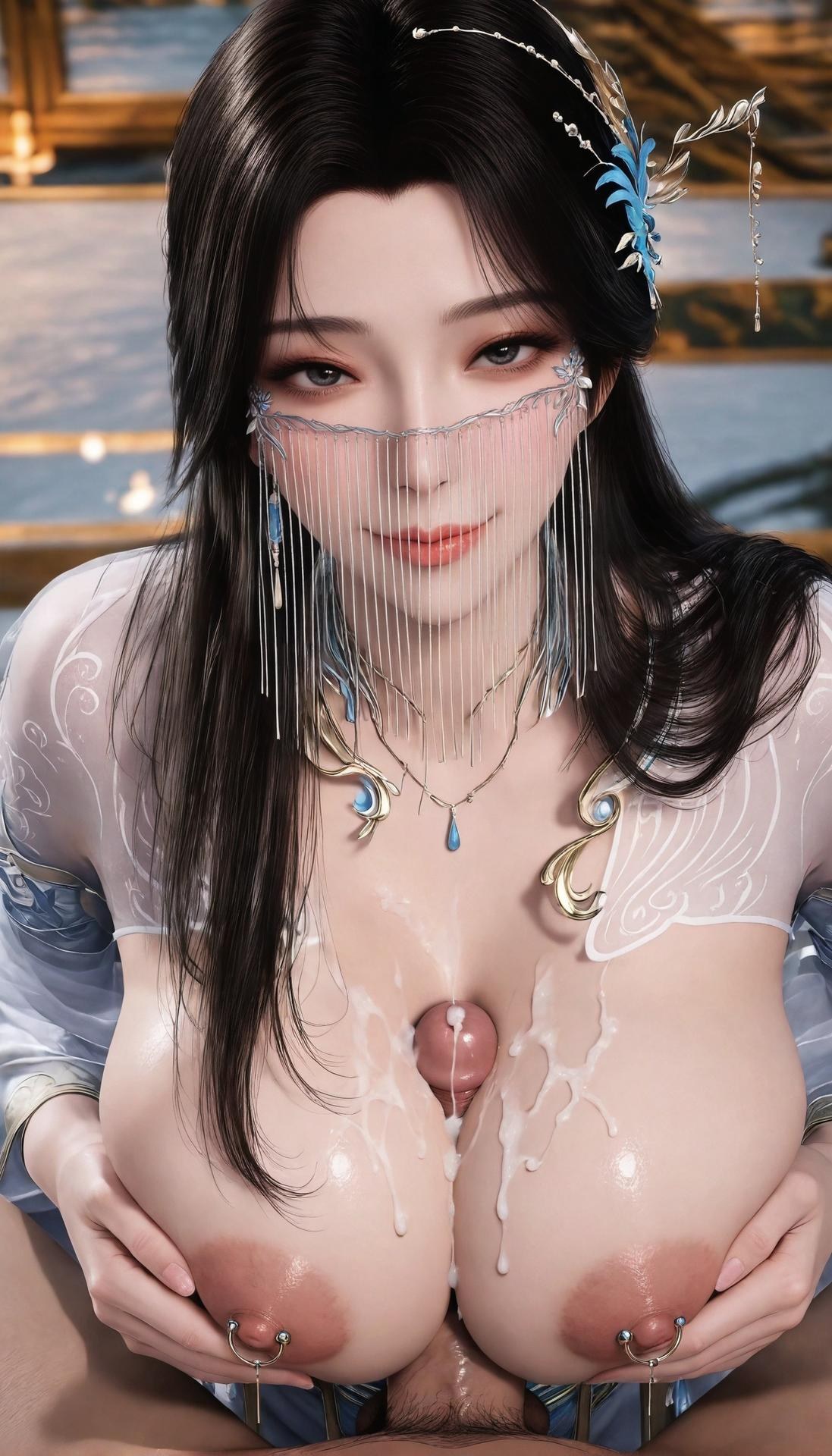 AI Porn - Shrouding the Heavens An Miaoyi White Veil Nude AI Gallery 412P