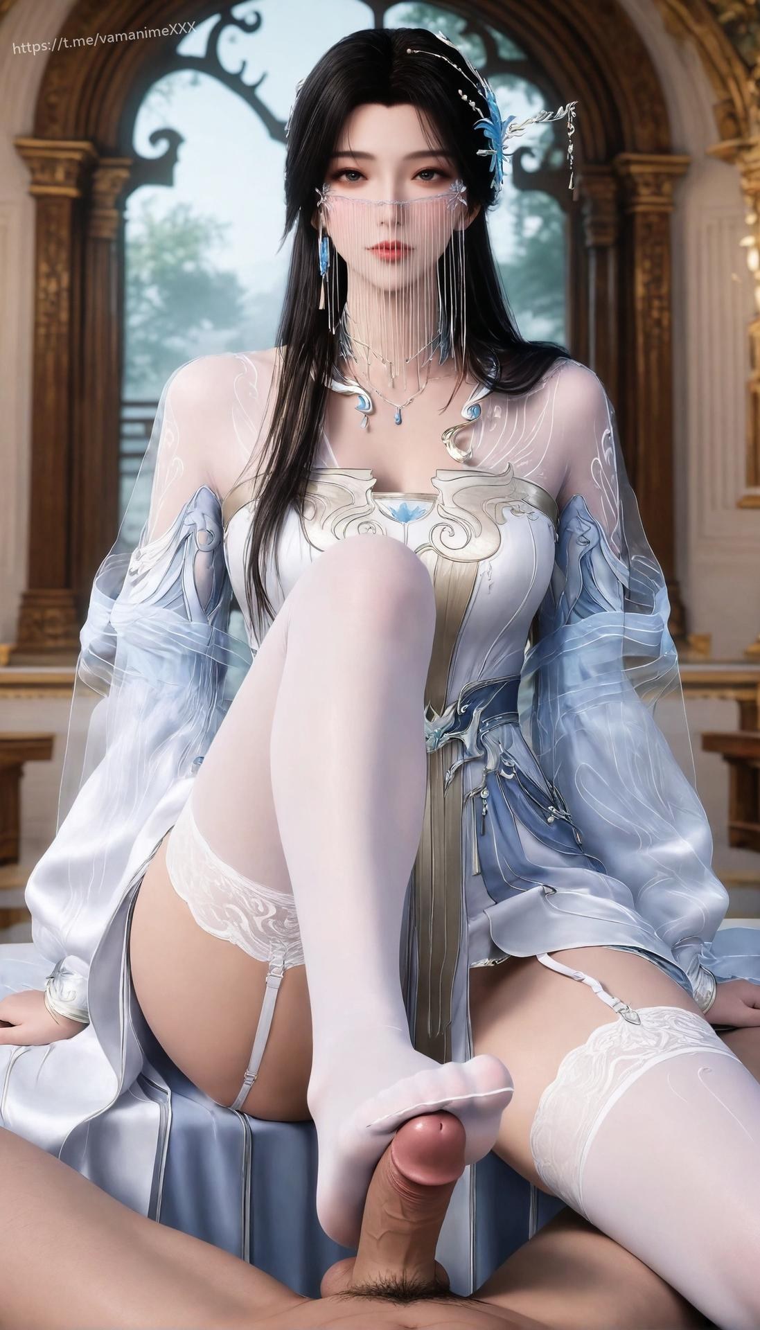 AI Porn - Shrouding the Heavens An Miaoyi White Veil Nude AI Gallery 412P