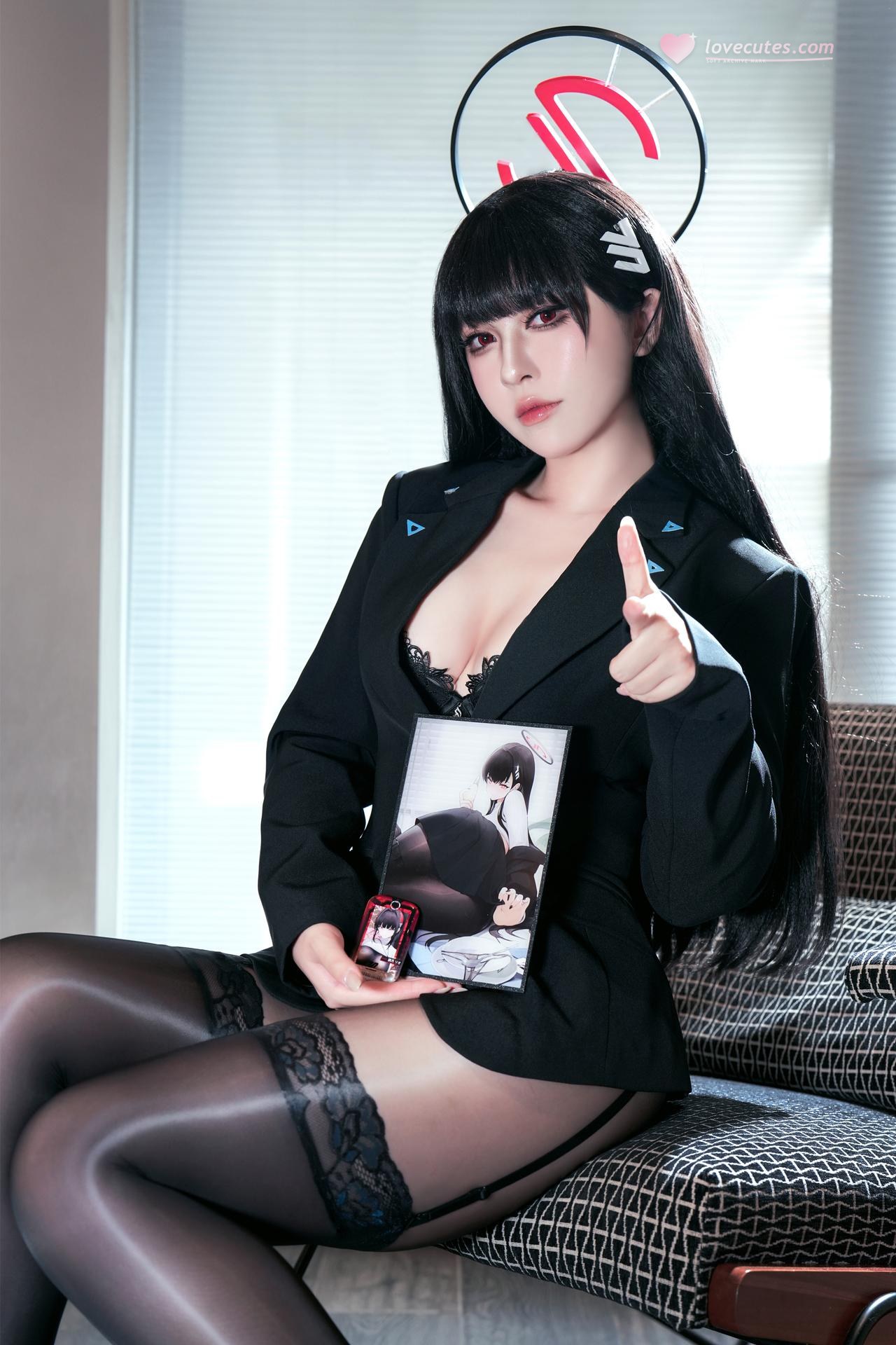 [cosplay] 半半子 - 蔚藍檔案 調月莉音：調月莉音內衣OL影片 41P3V