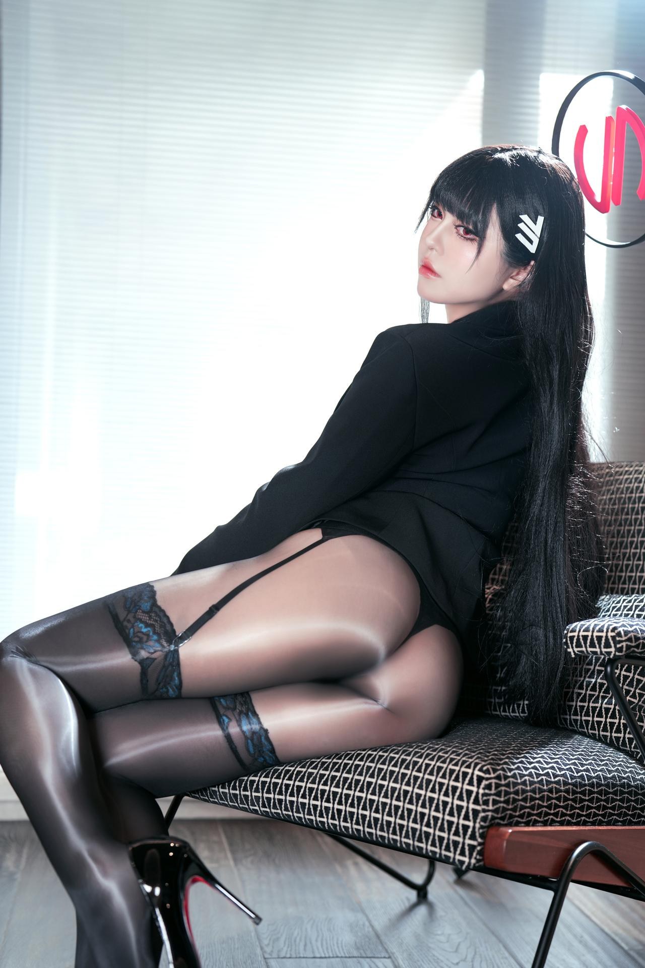 [cosplay] 半半子 - 蔚藍檔案 調月莉音：調月莉音內衣OL影片 41P3V