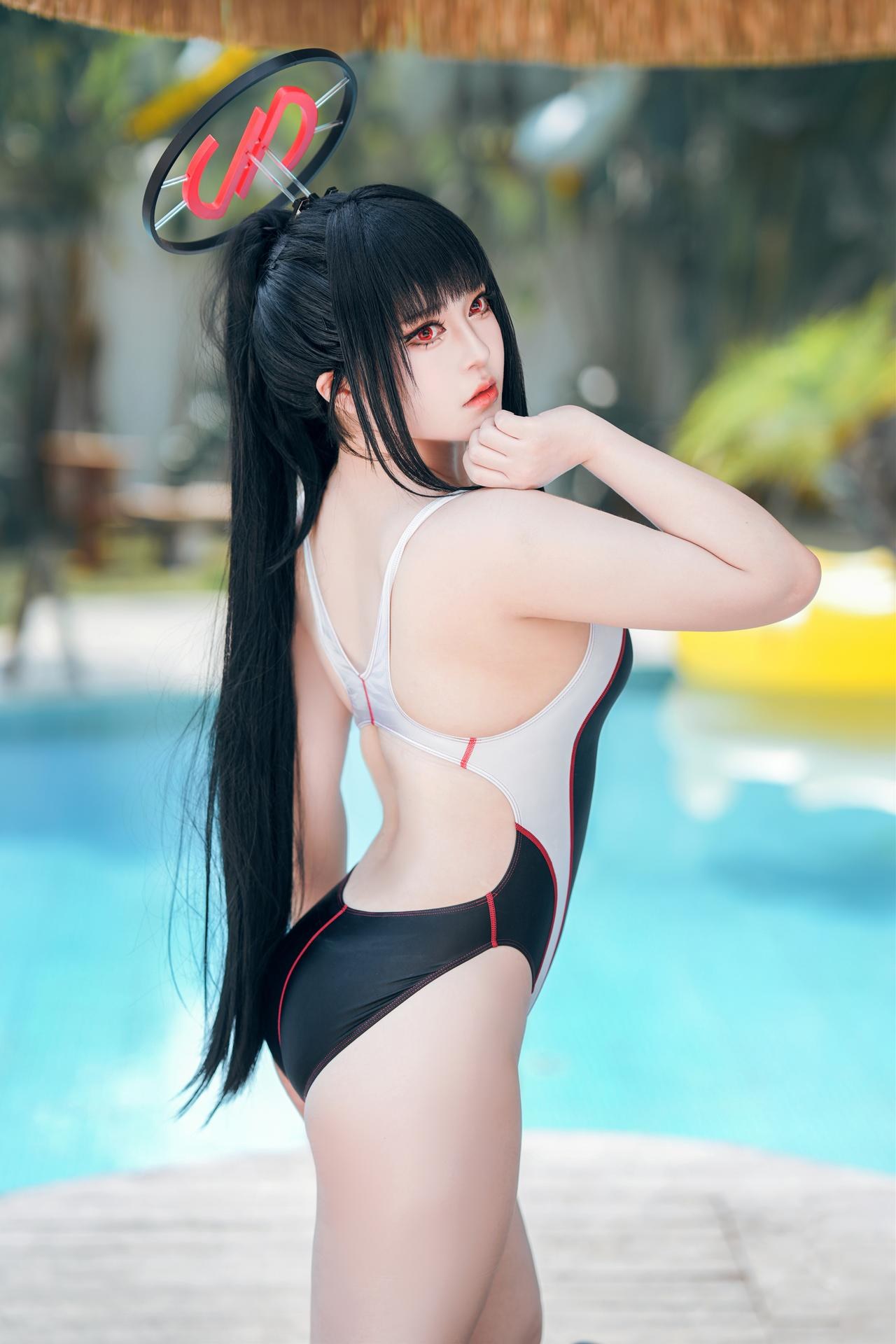 [cosplay] 半半子 - 蔚藍檔案 調月莉音：竞泳美腿大尺度 64P5V
