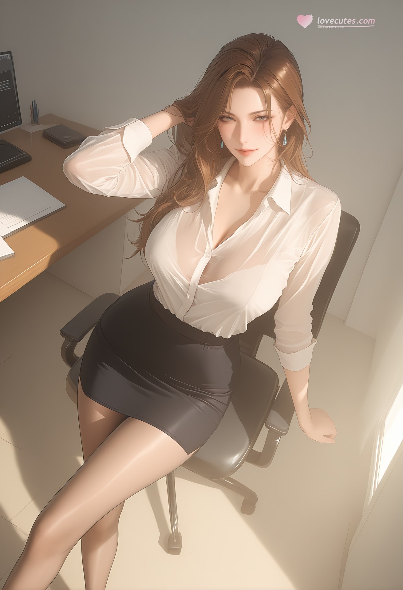 AI Porn - Young Masters Secretary White Shirt Office OL AI Nudes 149P