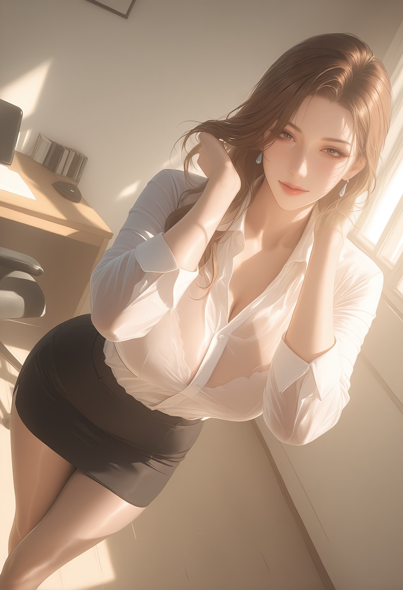 AI Porn - Young Masters Secretary White Shirt Office OL AI Nudes 149P