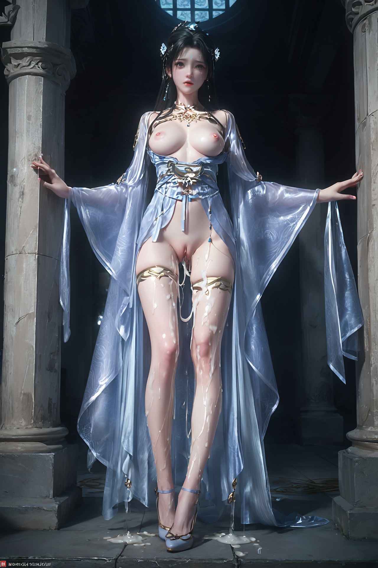 AI Porn - 完美世界 清漪：白藍仙裙白絲觸手交合圖集 705P