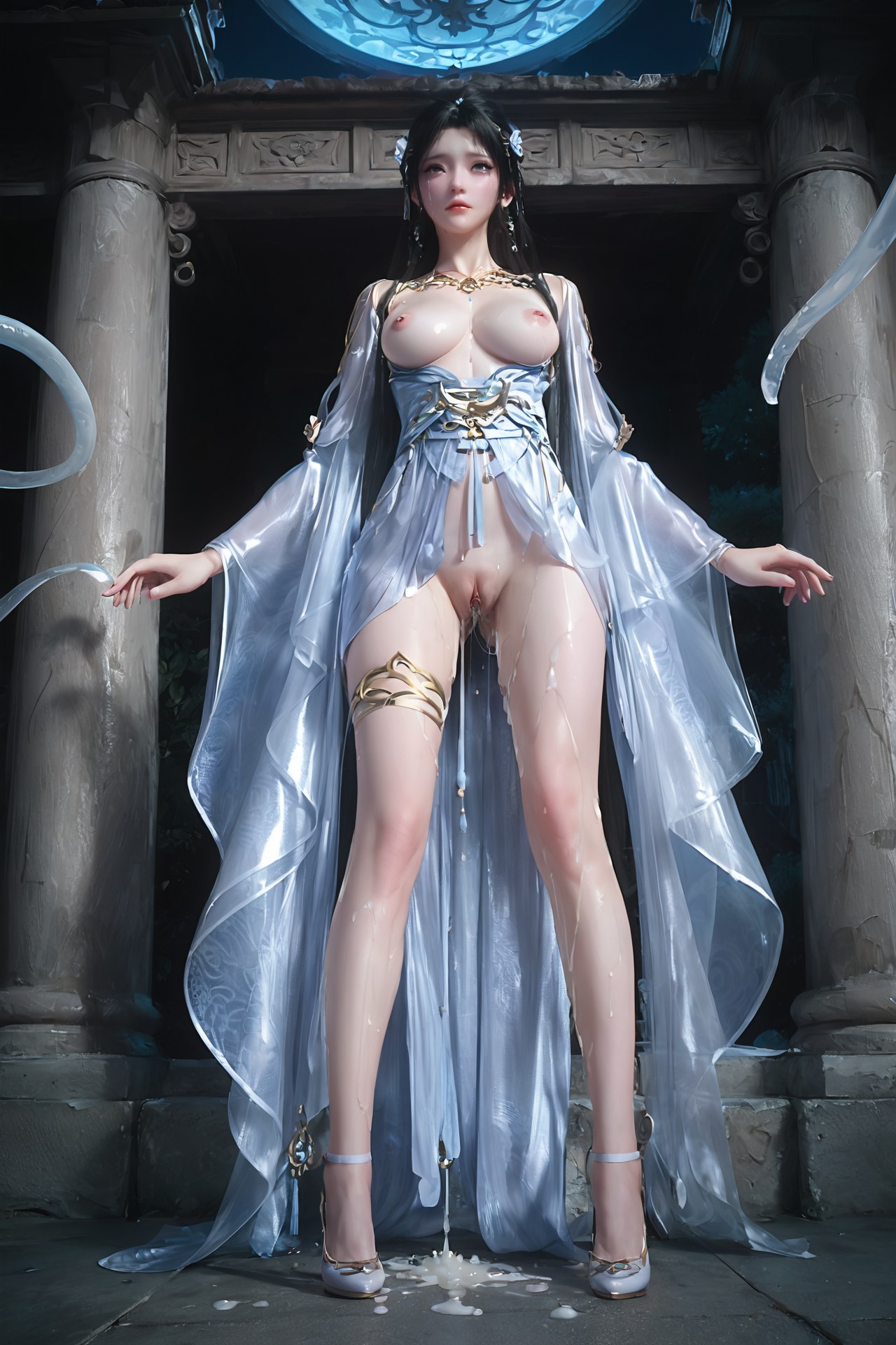 AI Porn - Perfect World Qingyi Blue Hanfu White Stockings 705P