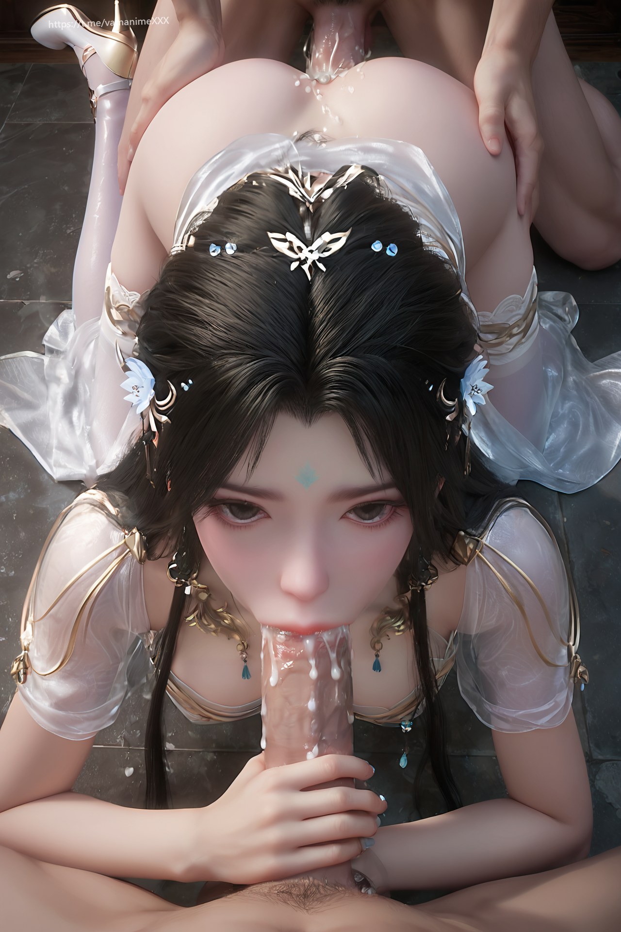 AI Porn - 완미세계 청의 청백 선녀복 흰 스타킹 AI 성인 이미지 갤러리 705P