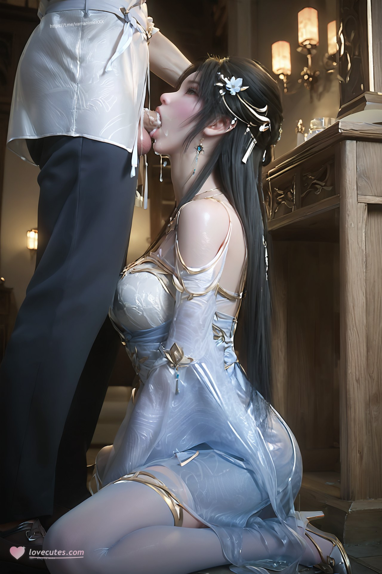 AI Porn - 完美世界 清漪：白藍仙裙白絲觸手交合圖集 705P