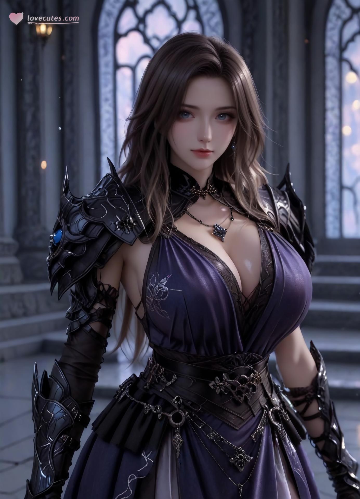 AI Porn - Gwendolyn Dark Purple Armor Cathedral Gallery 124P